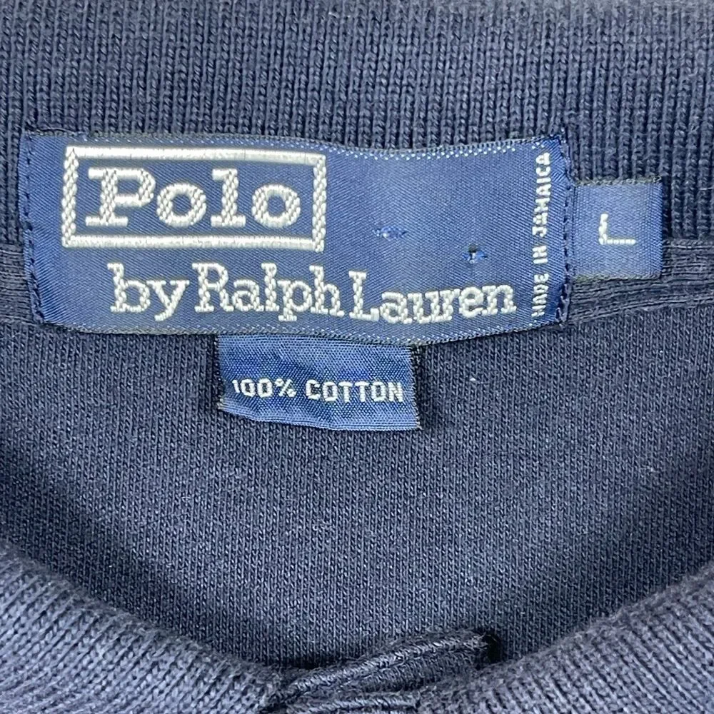 Polo Ralph Lauren Polo Shirt Men Large Navy Blue Short Sleeve Cotton Pique Logo